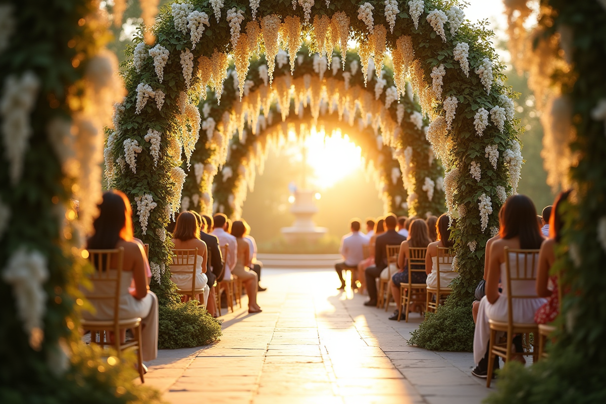 Allée de mariage décorée d