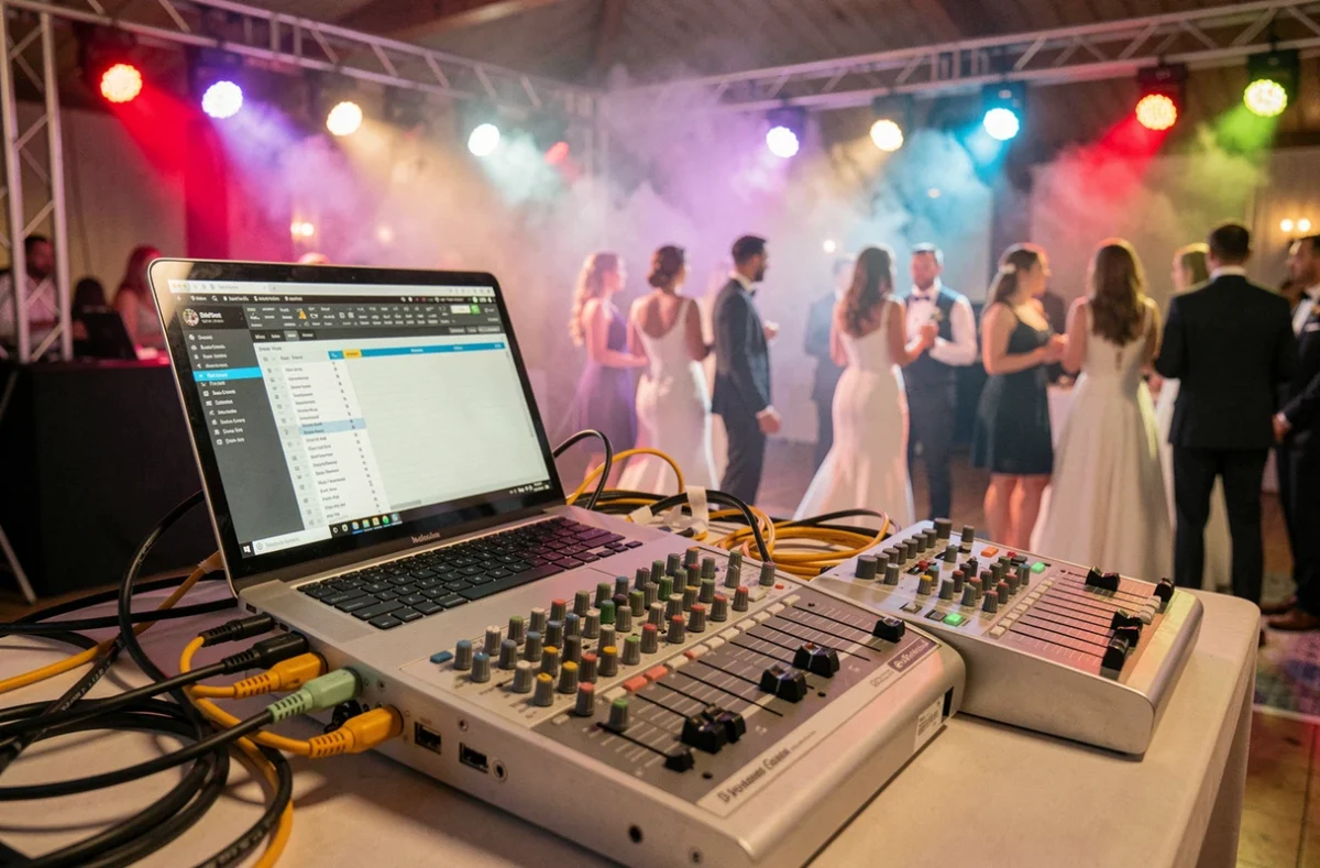 Console de mixage et contrôleur DMX pour la synchronisation musique et lumières d'un mariage