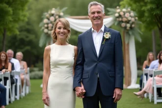 Cérémonie laïque de mariage républicain entourée d'amis et de famille
