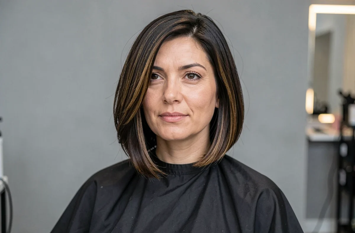 Portrait professionnel mettant en valeur une coupe de cheveux asymétrique réalisée par un coiffeur